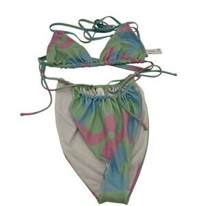 ASOS Design Fuller Bust Triangle Bikini Pastel Camo Print Size 36DD-E / 14